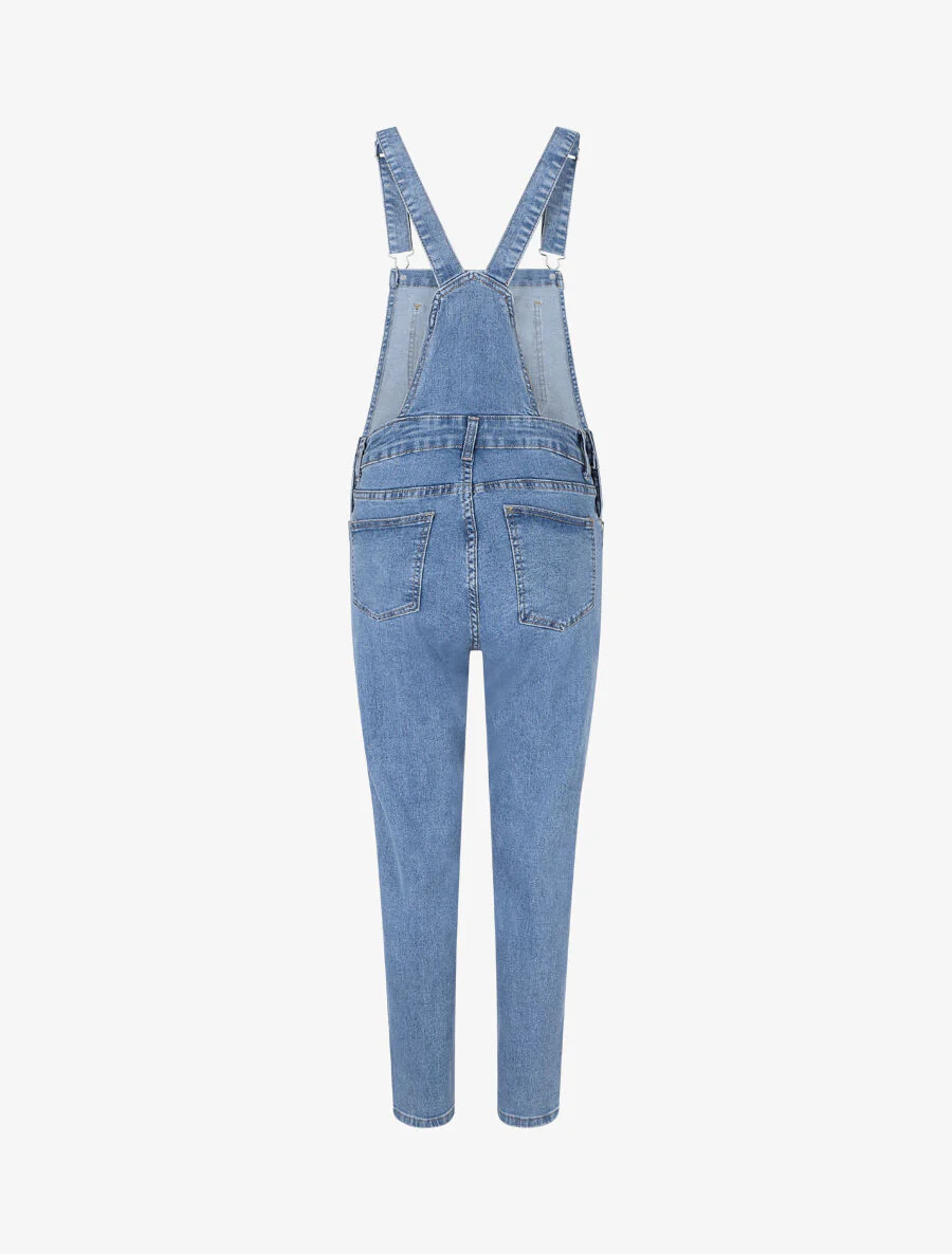 Slim-fit denim tuinbroek - Blauw - Image 2