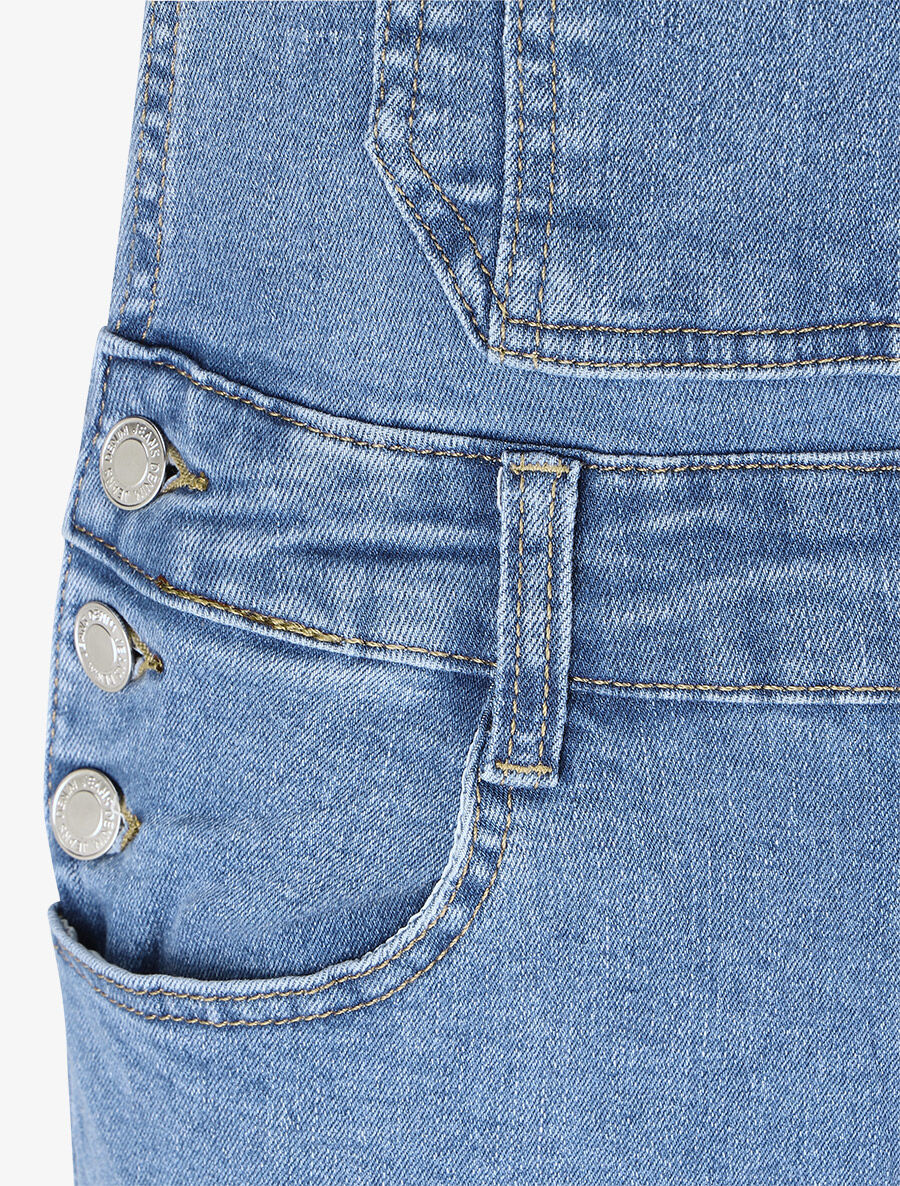 Slim-fit denim tuinbroek - Blauw - Image 3