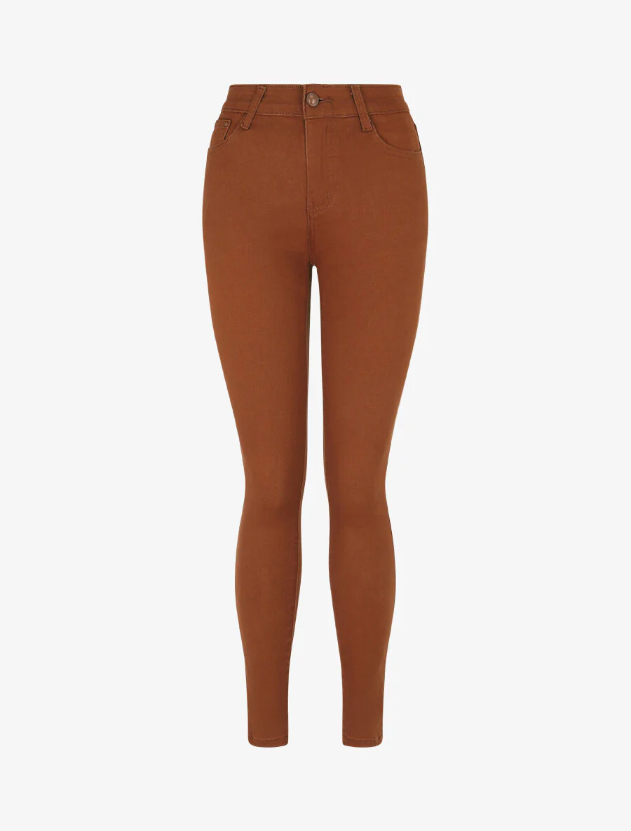 Slim fit effen jeans - Roest