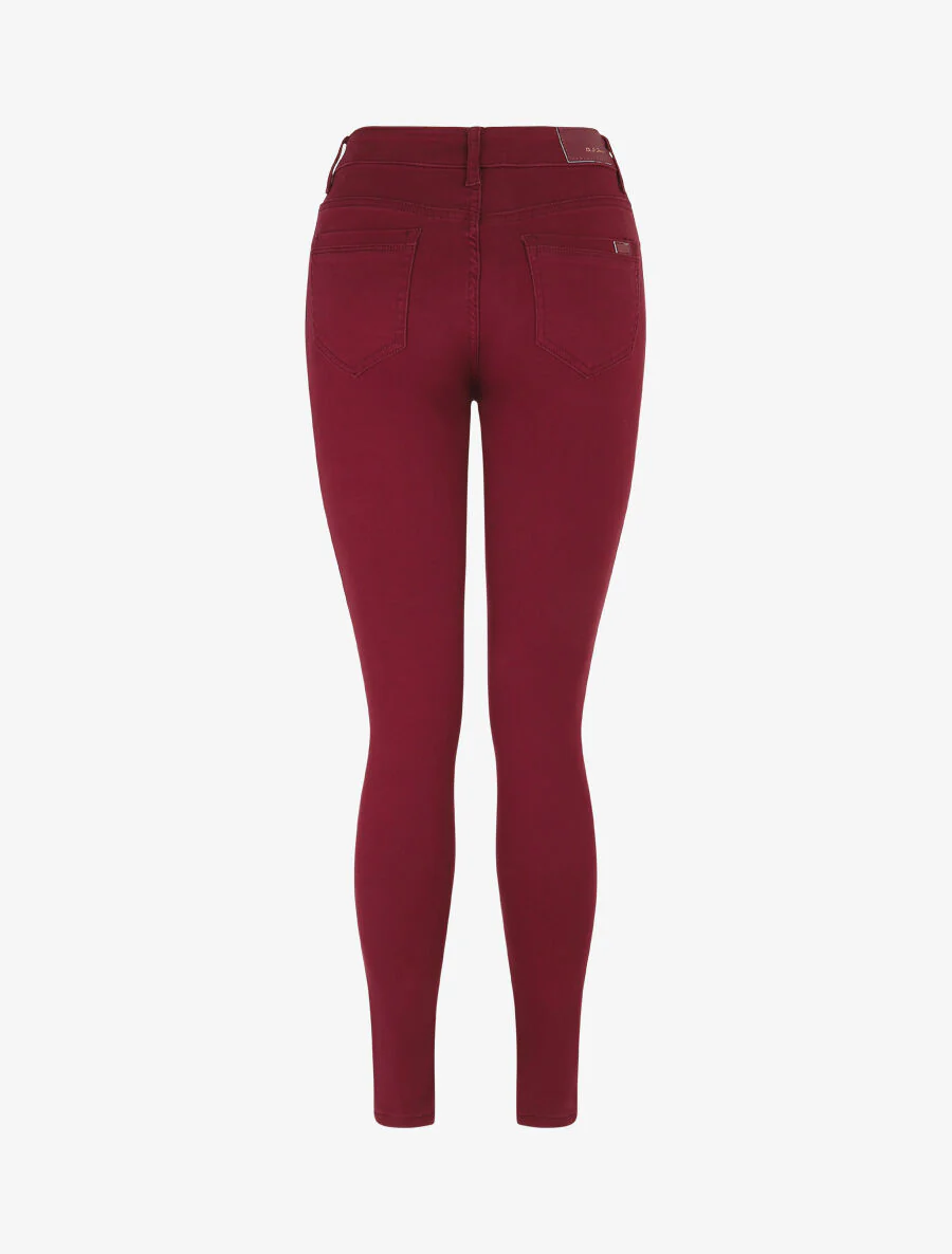 Slim fit effen jeans - granaatrood - Image 2