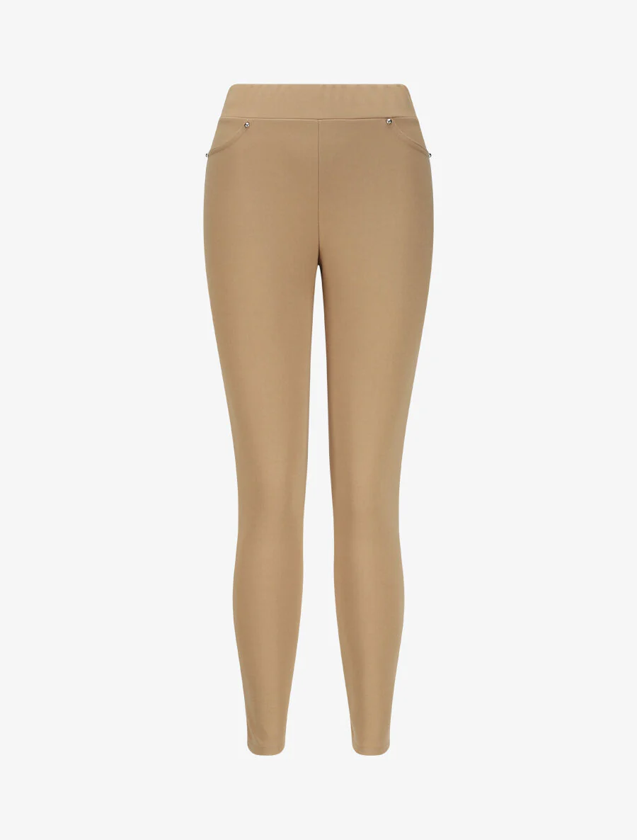 Slim fit elastische taillebroek - Kameel