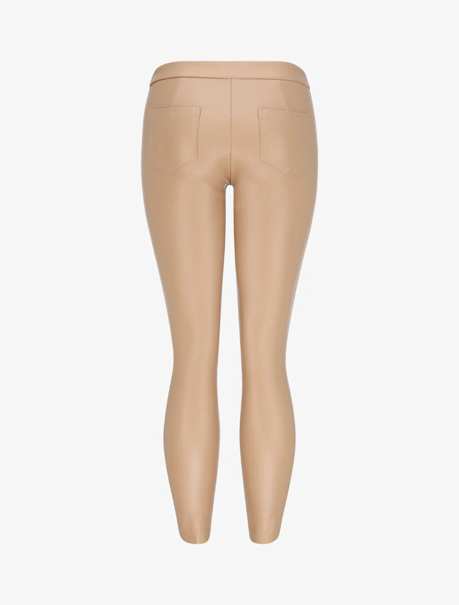 Slim fit imitatiebroek - Beige - Image 2