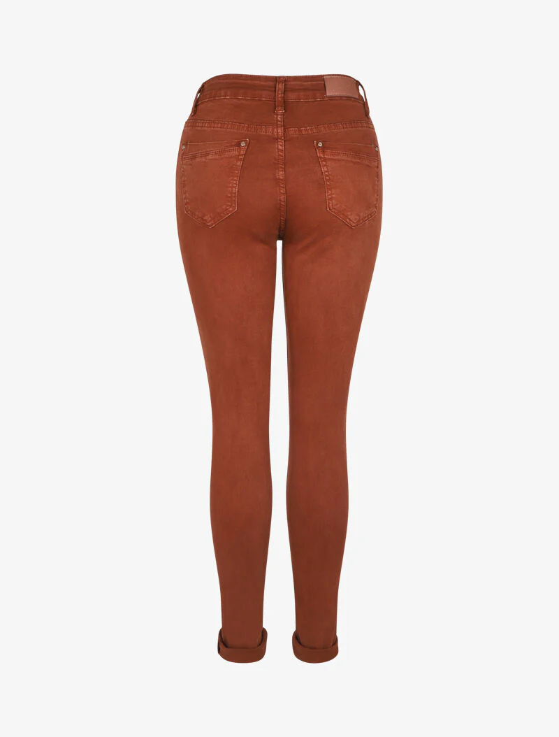 Hoge taille effen skinny jeans - Roestkleurig - Image 2