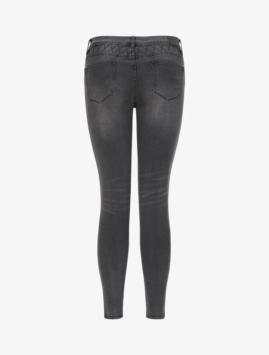 Slim jeans met doorgestikte naden - Donkergrijs - Image 2