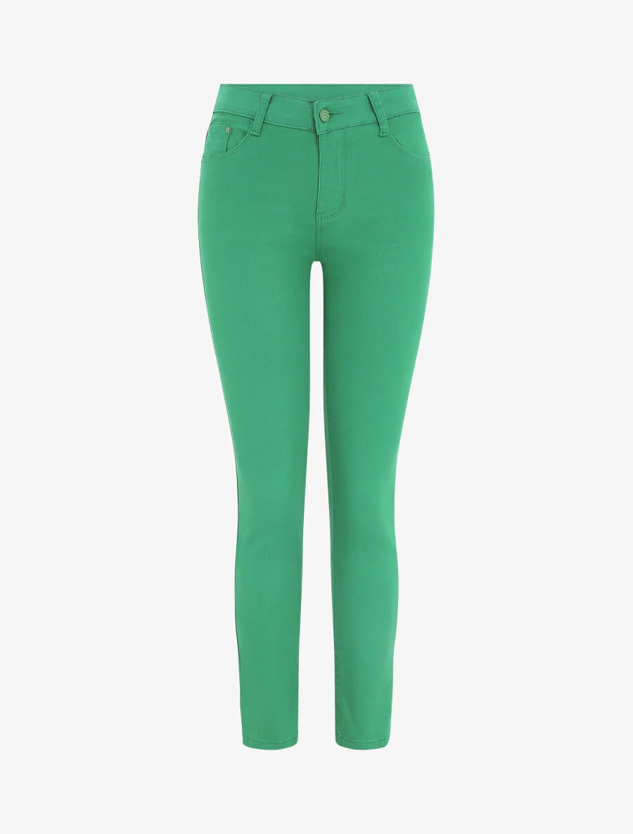 Slim fit jeans met hoge taille - groen