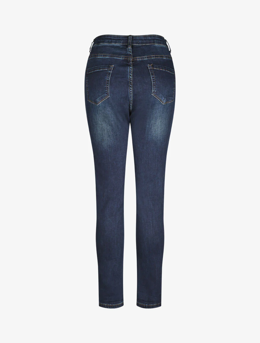 Jean grote maat slim met hoge taille - Donker denim - Image 2