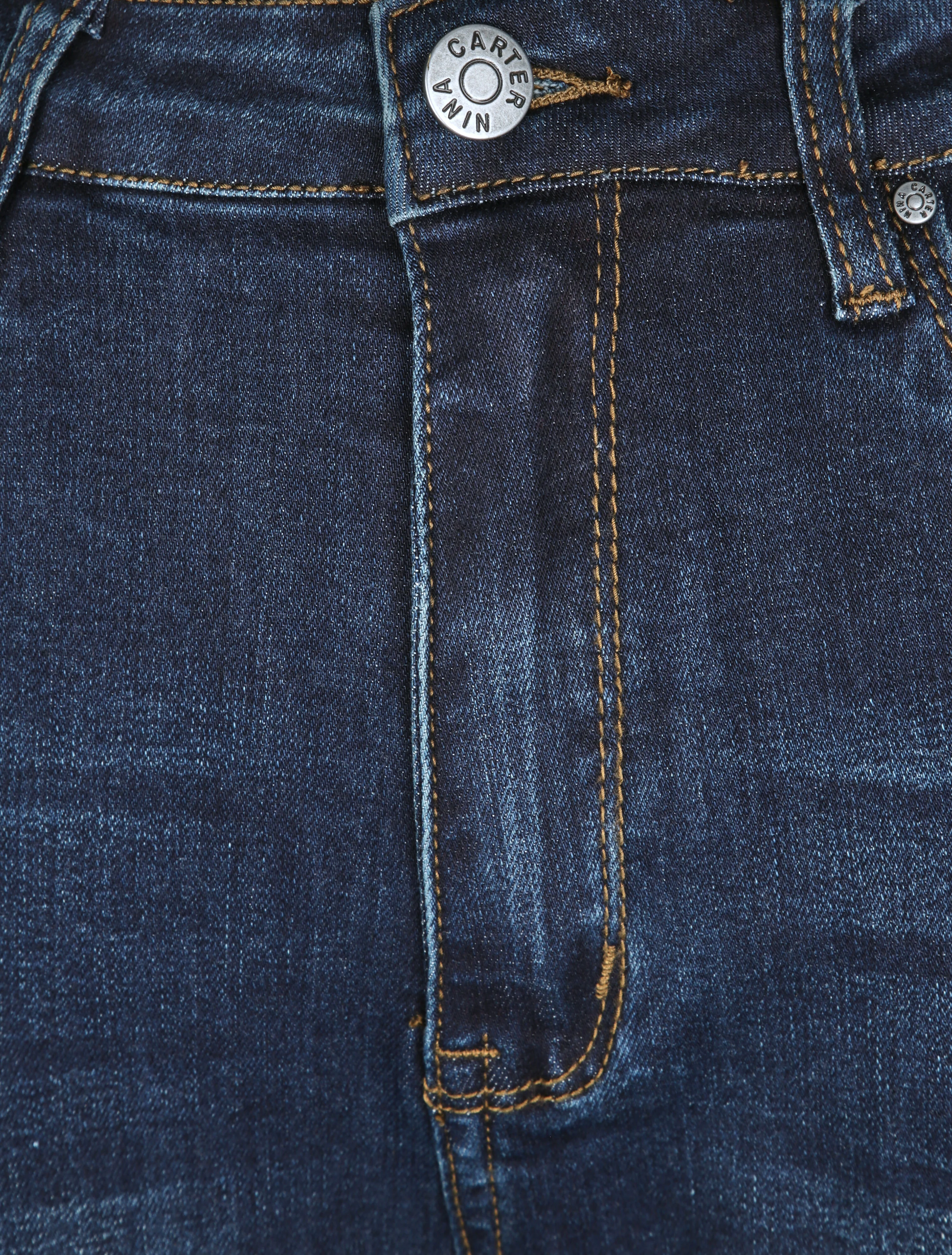 Jean grote maat slim met hoge taille - Donker denim - Image 3