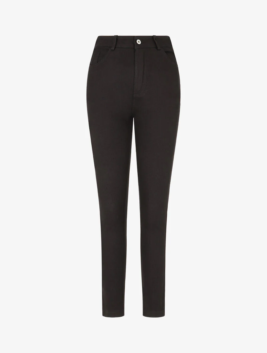 Slim fit jeans met hoge taille - Zwart