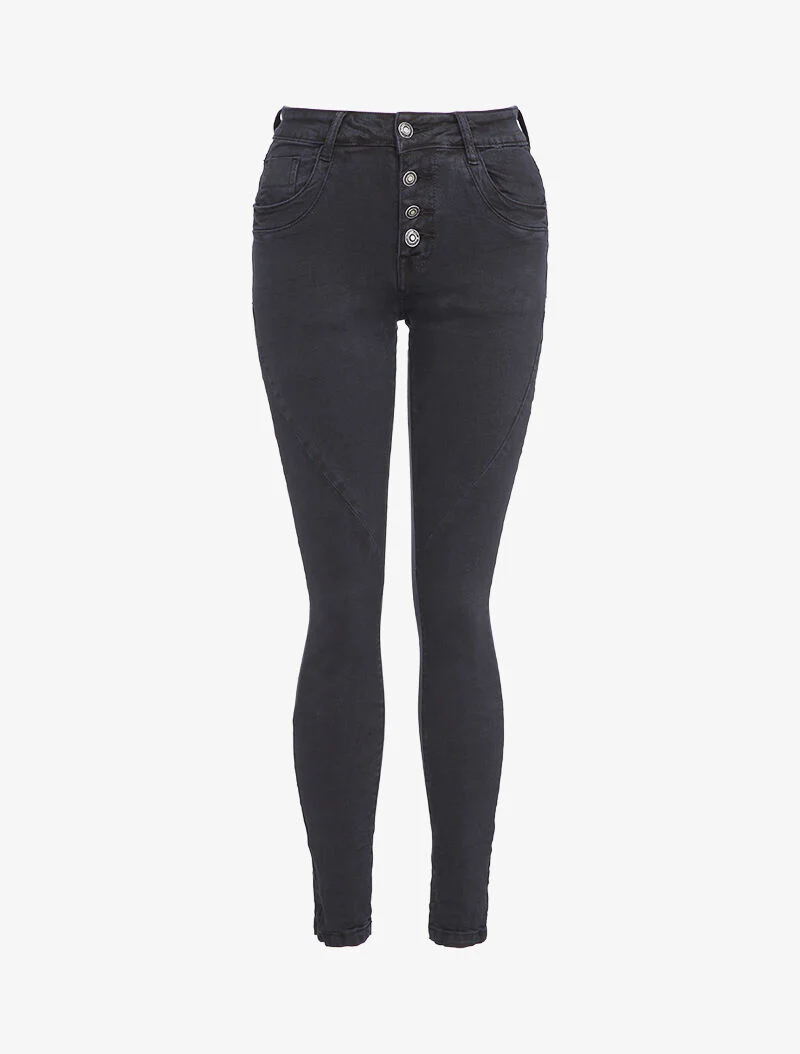 Skinny jeans met schuine naden - Marineblauw