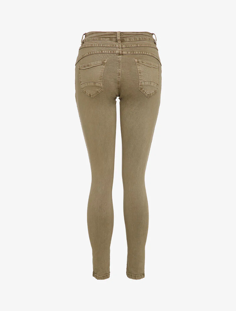Skinny jeans met schuine naden - Taupe - Image 2