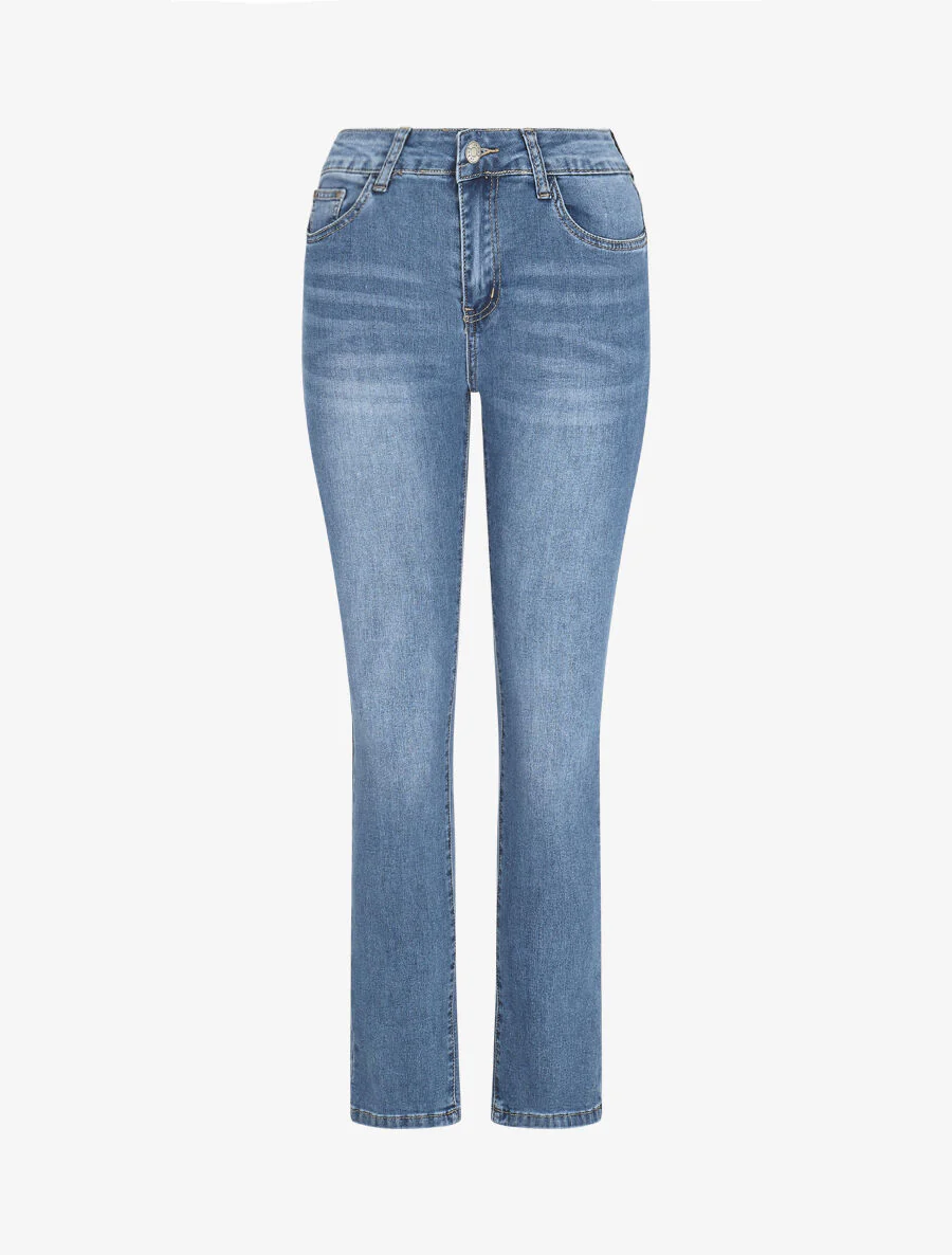 Slim fit-jeans met standaard taille - Blauw