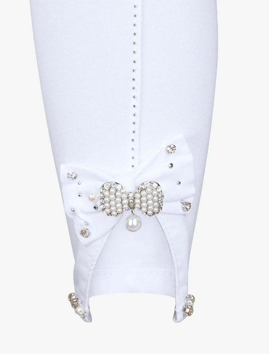 Slim jeans met strassranden - Wit - Image 5