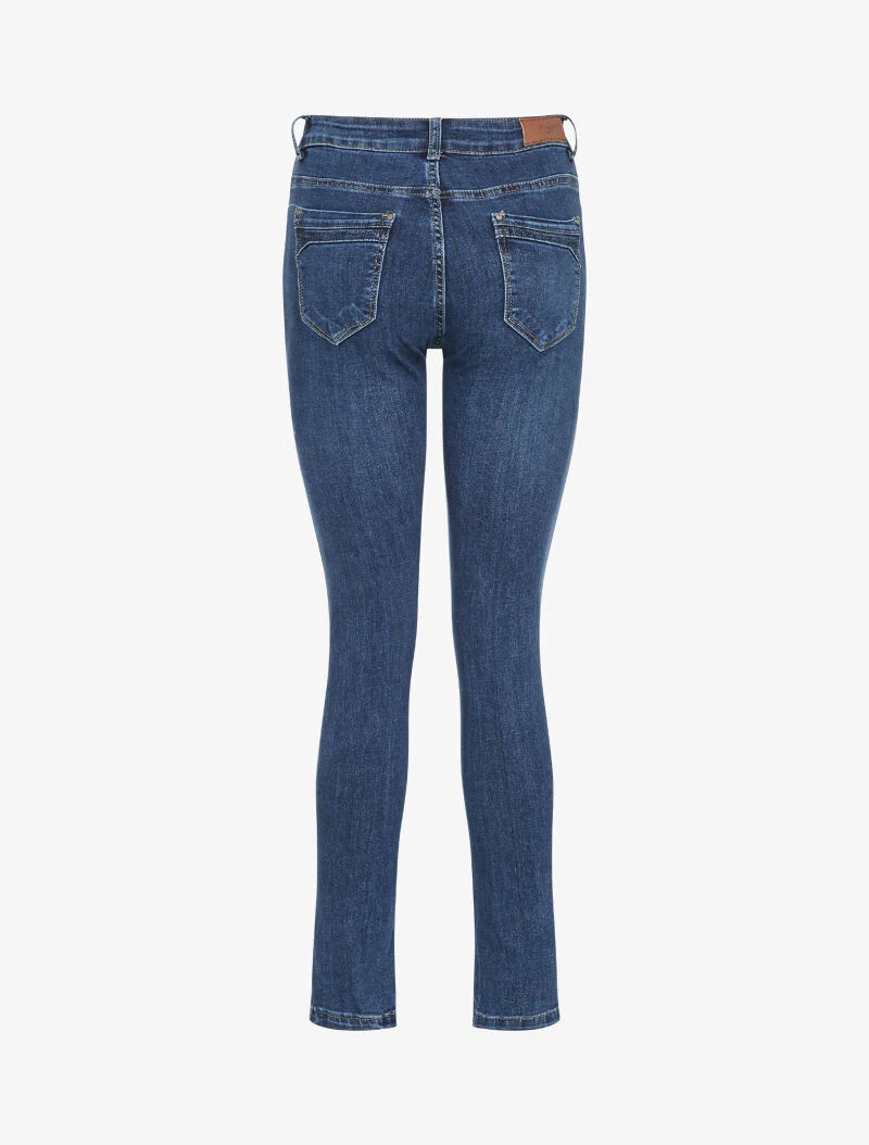 Slim fit jeans met stretch en zakken met strassdetails - Blauw - Image 2