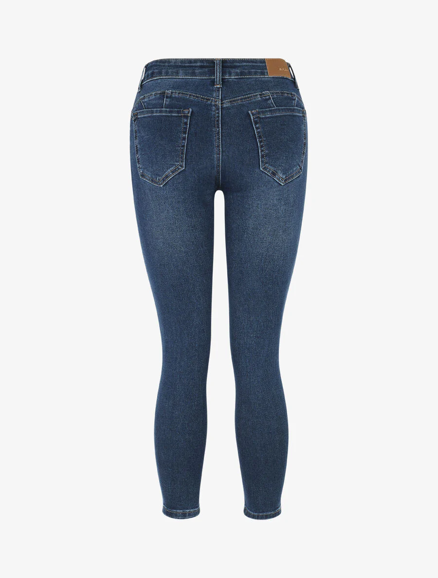 Slim-fit push-up jeans met sierknopen - blauw - Image 2