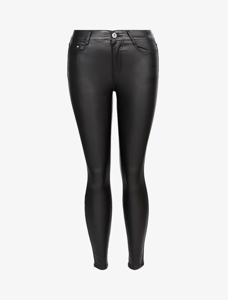 Basis skinny jeans in imitatieleer - zwart
