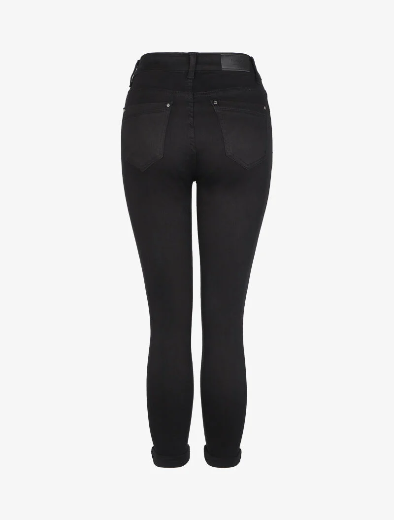 Slimme stretch jeans met hoge taille - Zwart - Image 2