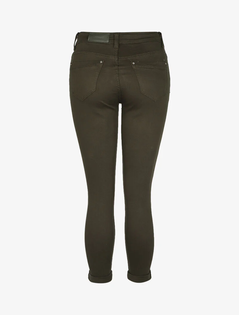 Slimme stretch jeans met hoge taille - Kakigroen - Image 2