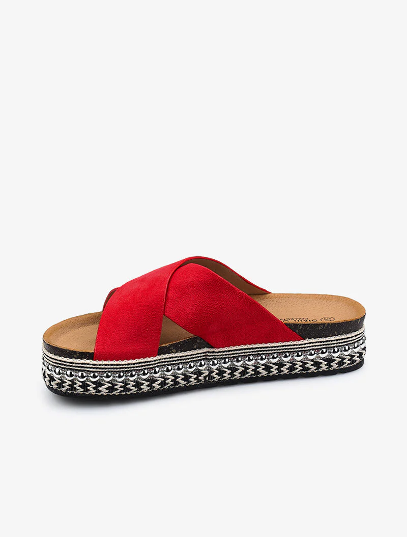 Slippers met gekruiste bandjes - rood - Image 2