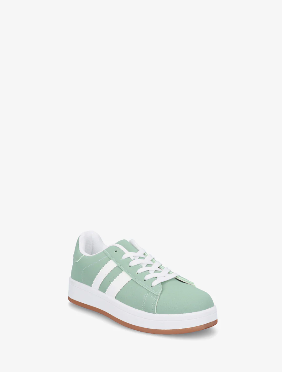 Sneakers in nubucklook met contrasterende banden - Groen - Image 2