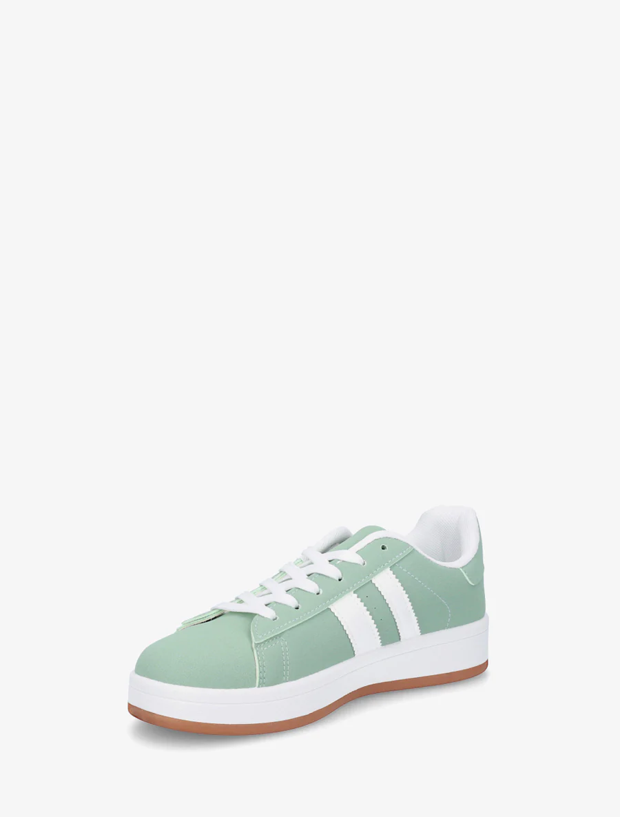 Sneakers in nubucklook met contrasterende banden - Groen - Image 3