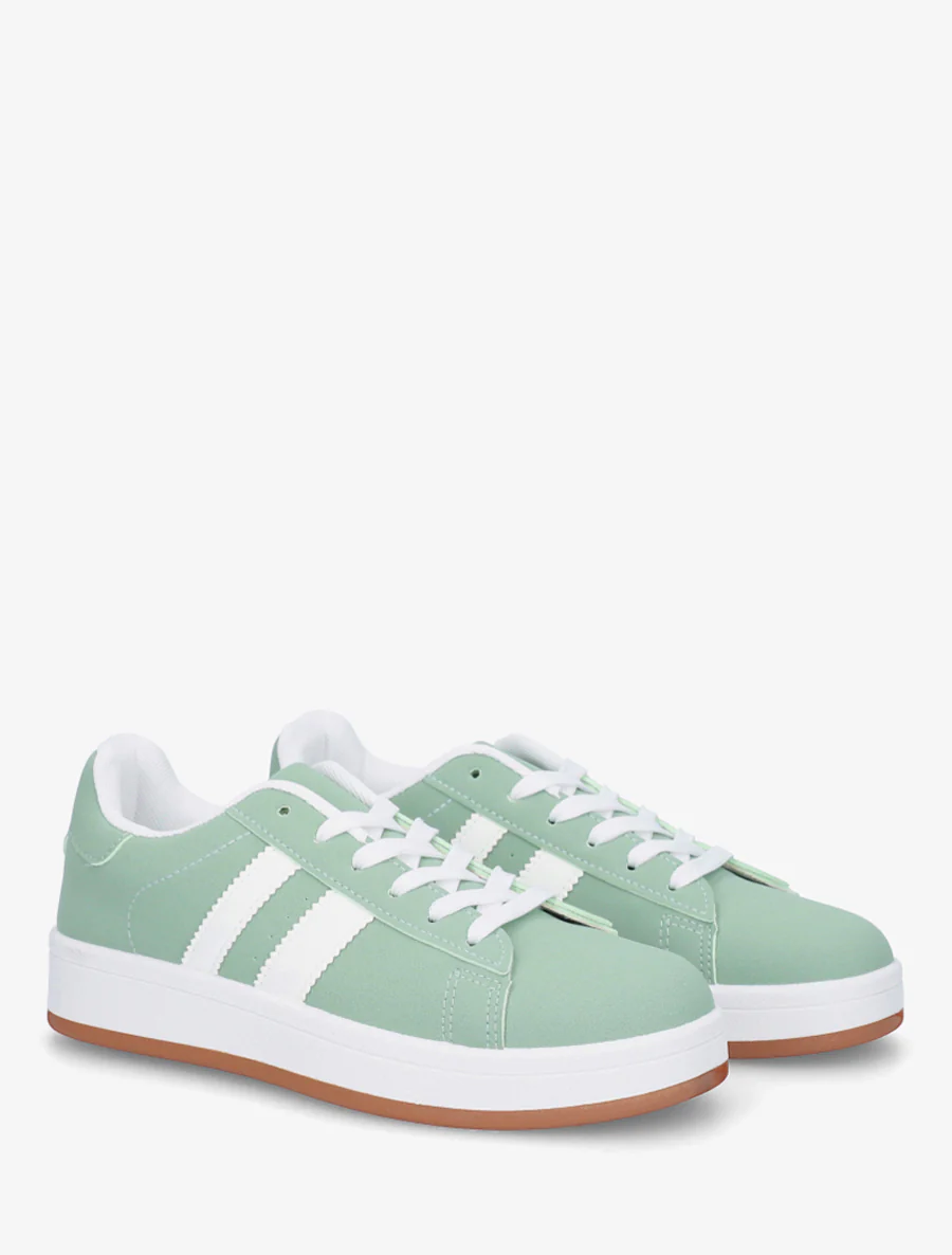 Sneakers in nubucklook met contrasterende banden - Groen - Image 4