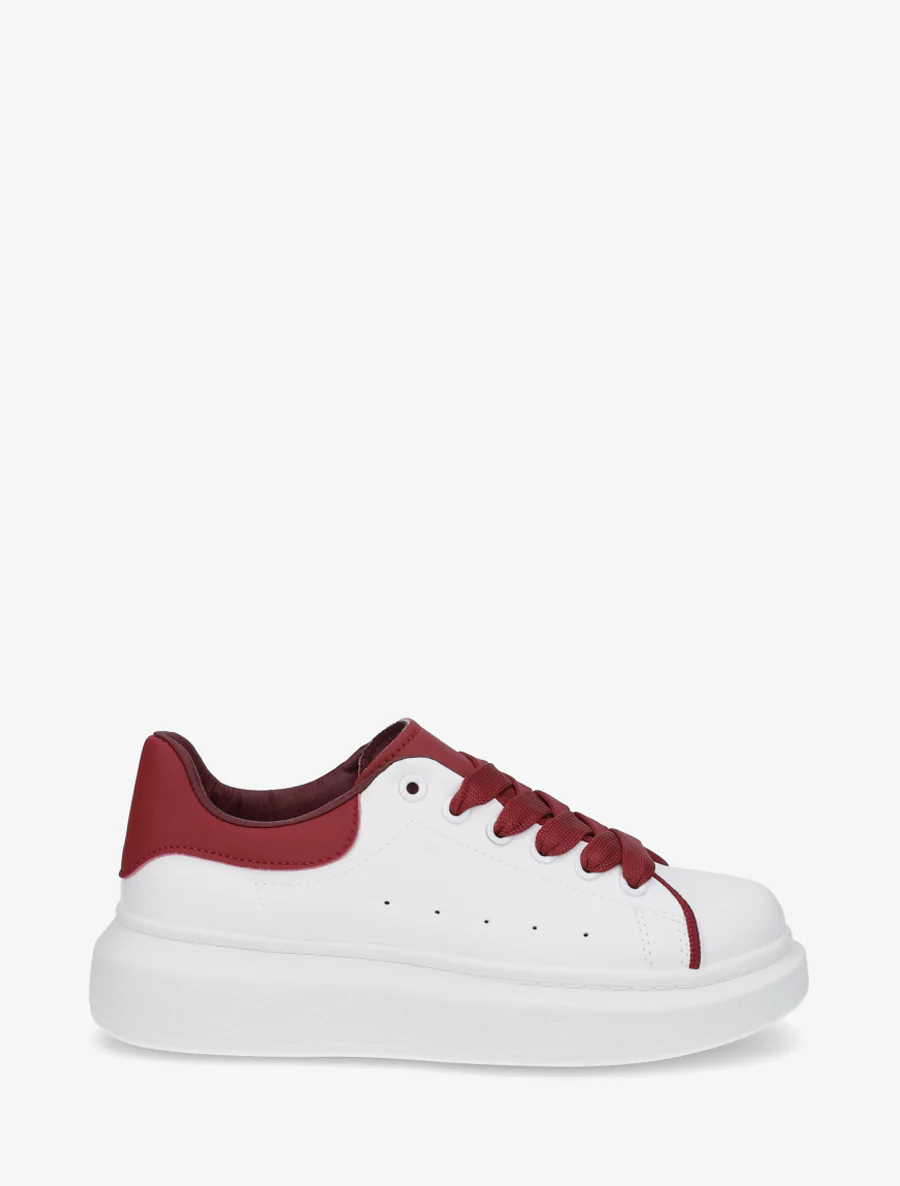 Sneakers in tweekleurig imitatieleer - Bordeaux