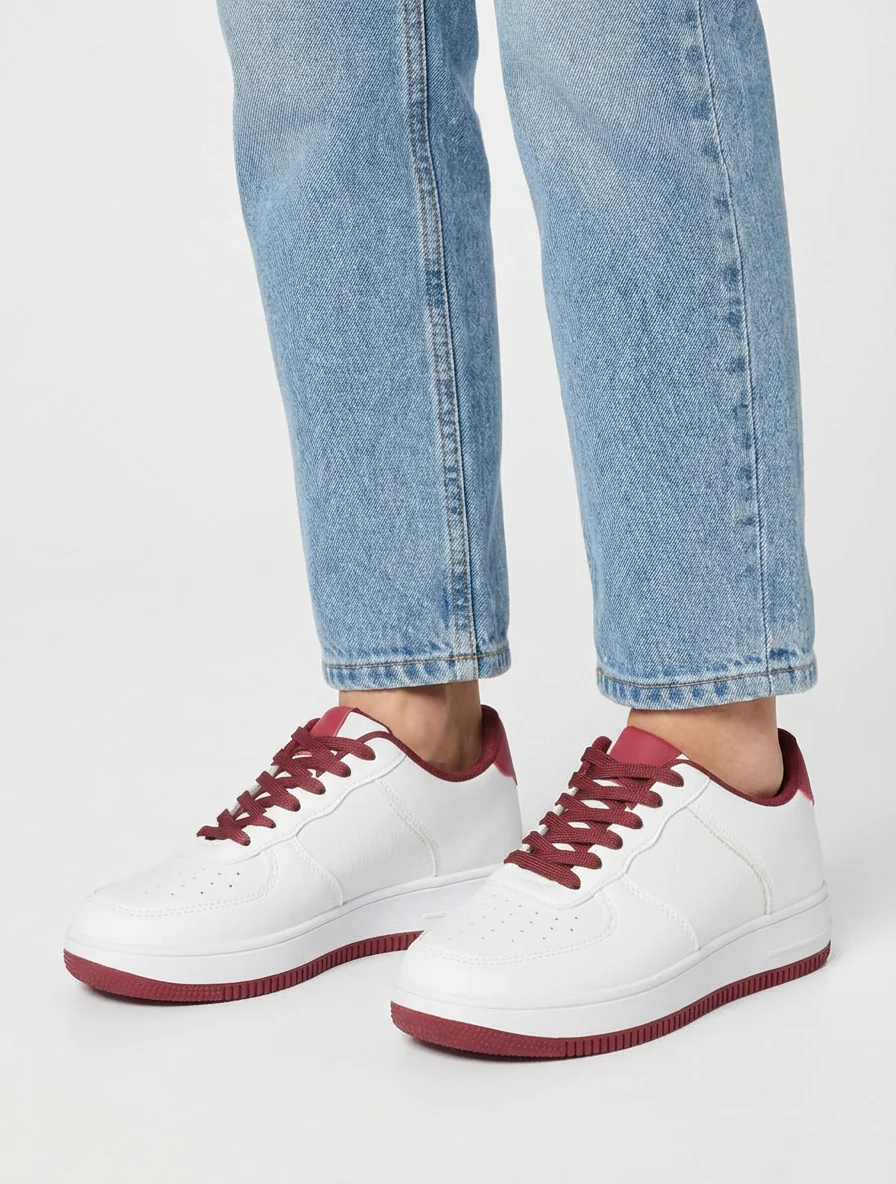 Sneakers met contrasterende hielversteviging - Rood - Image 5