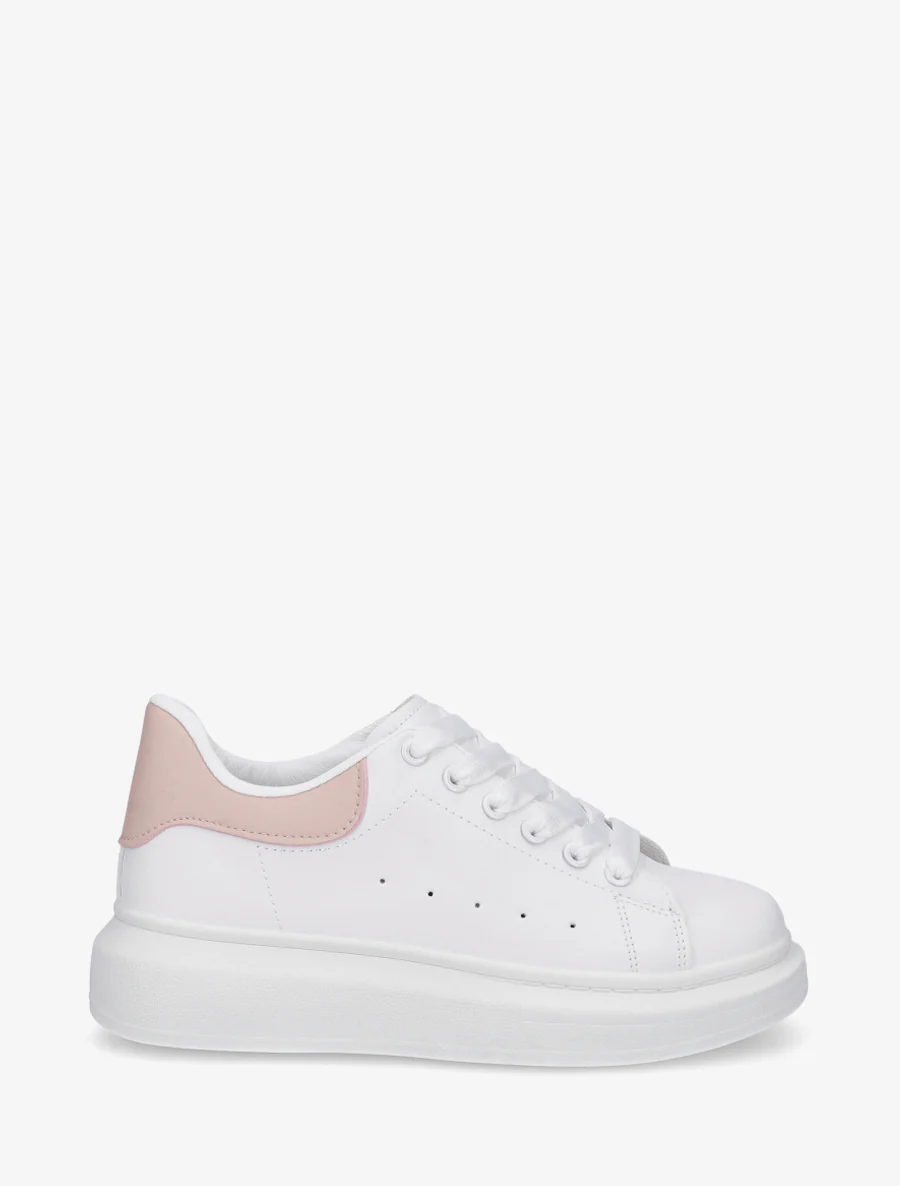 Sneakers met contrasterende hielversteviging - Wit/roze