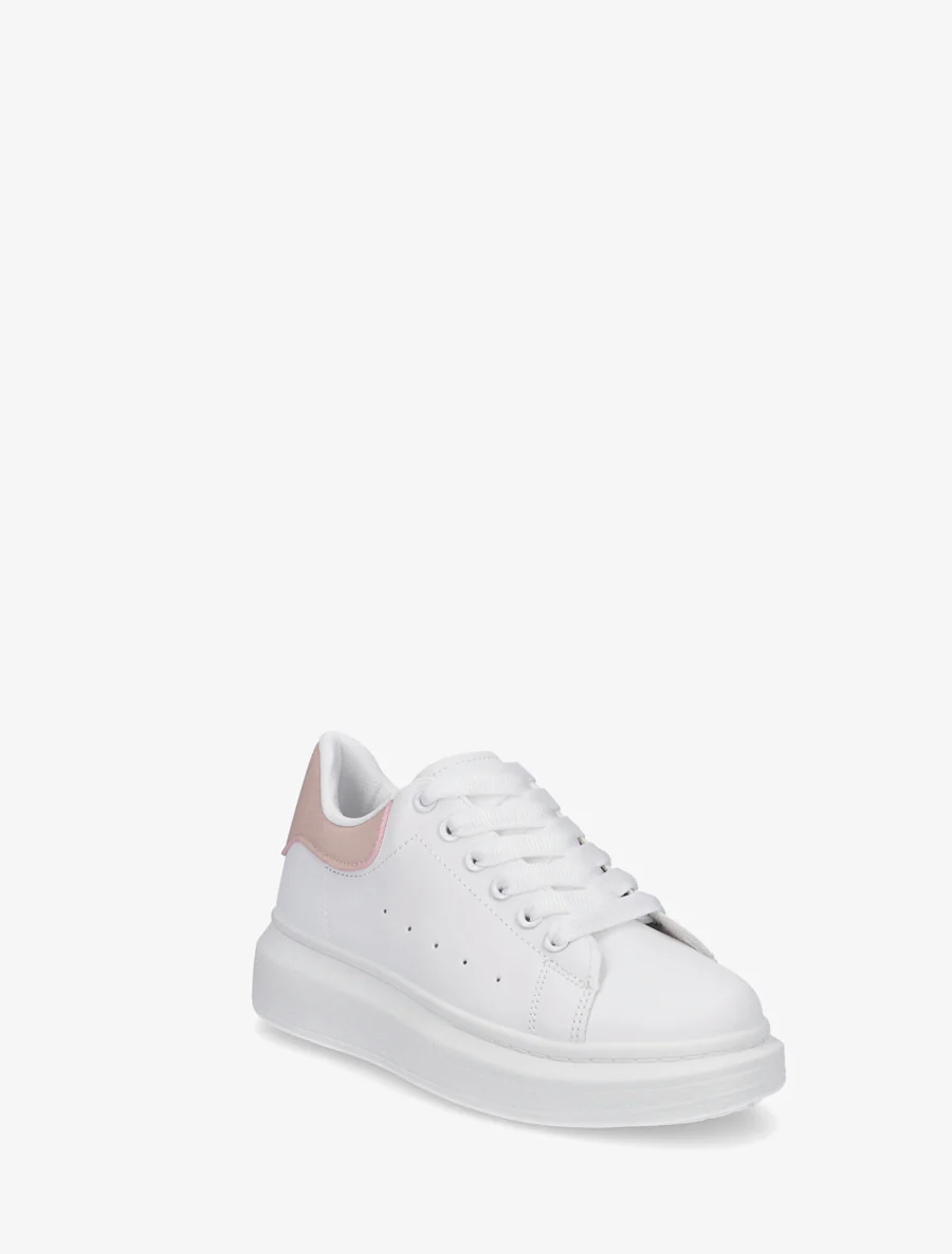 Sneakers met contrasterende hielversteviging - Wit/roze - Image 2