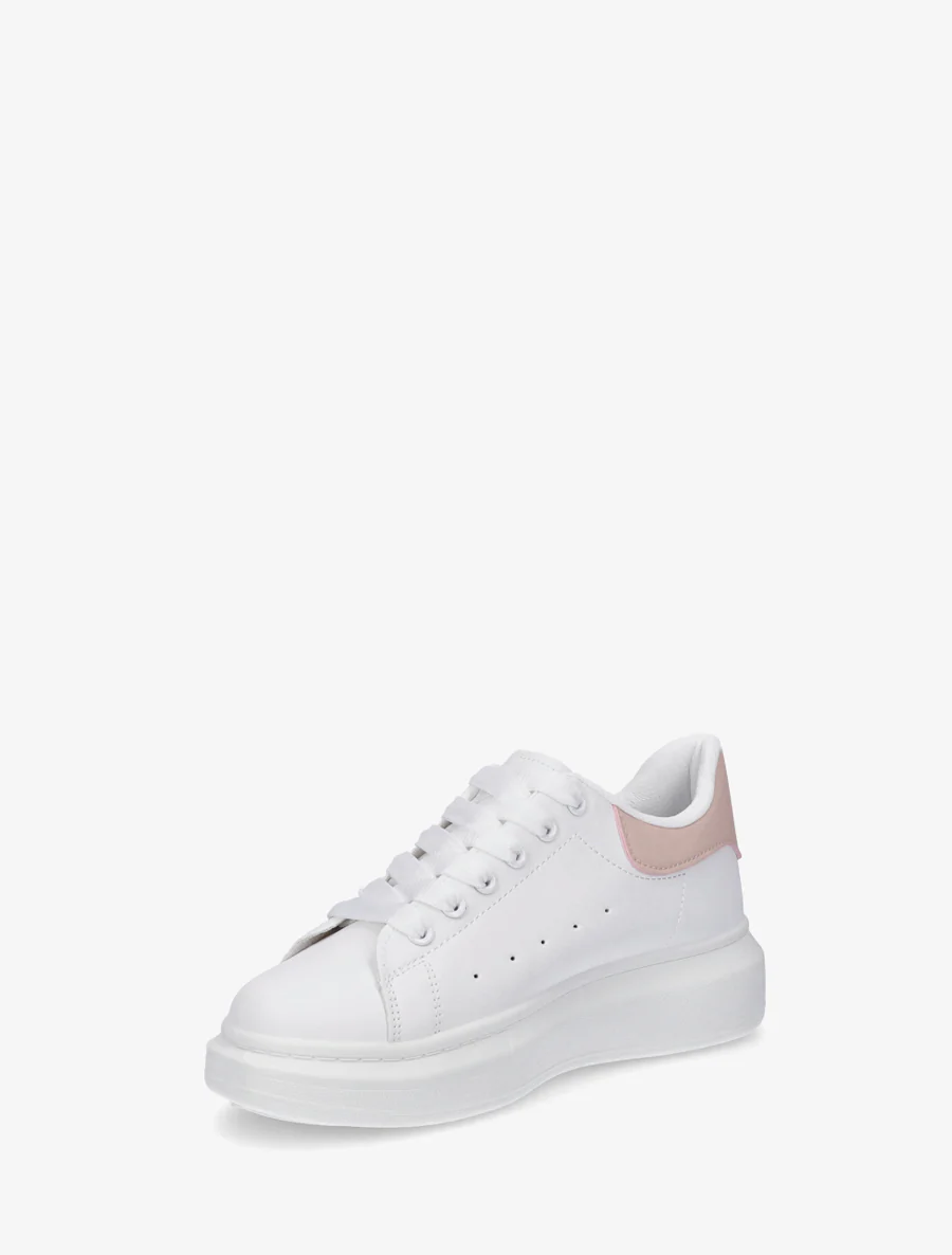 Sneakers met contrasterende hielversteviging - Wit/roze - Image 3