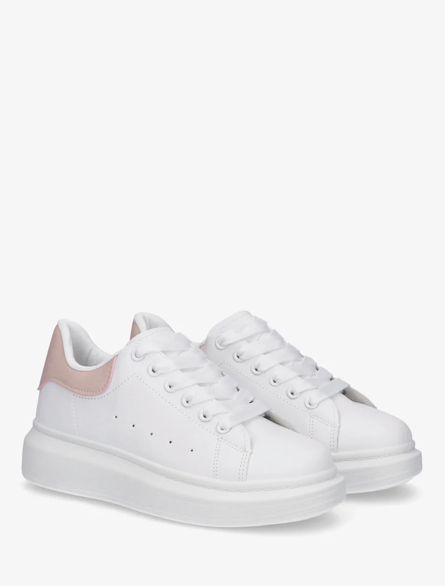 Sneakers met contrasterende hielversteviging - Wit/roze - Image 4