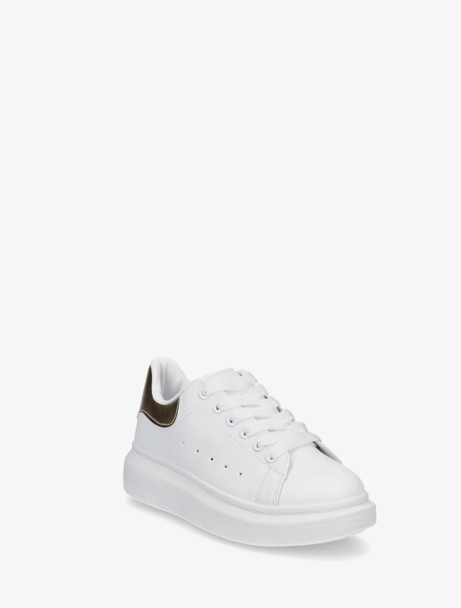 Sneakers met contrasterende hielversteviging - Wit/goud - Image 2