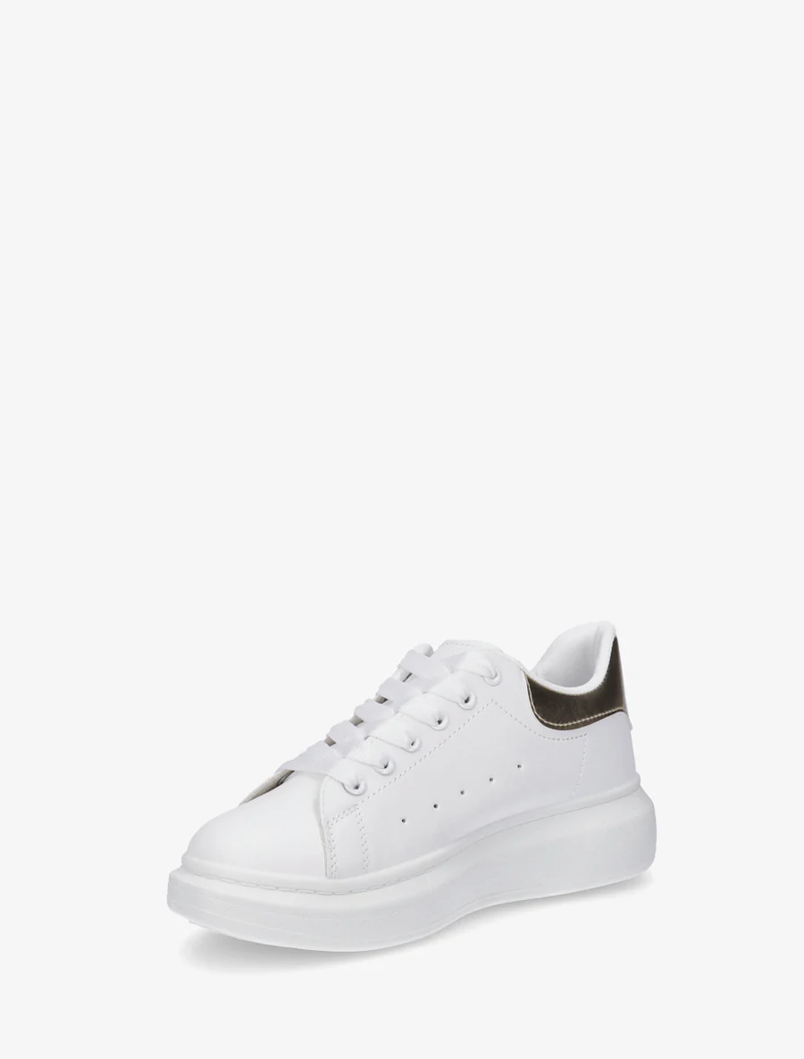 Sneakers met contrasterende hielversteviging - Wit/goud - Image 3