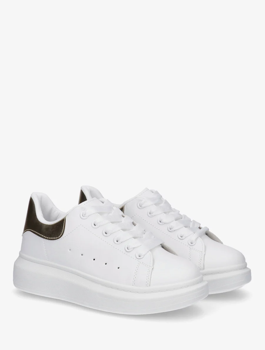 Sneakers met contrasterende hielversteviging - Wit/goud - Image 4