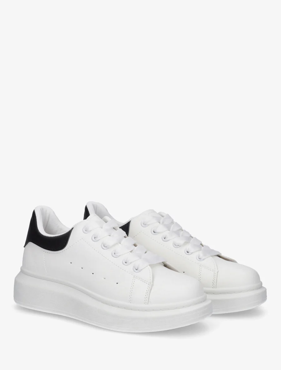 Sneakers met contrasterende hielversteviging - Wit/zwart - Image 4