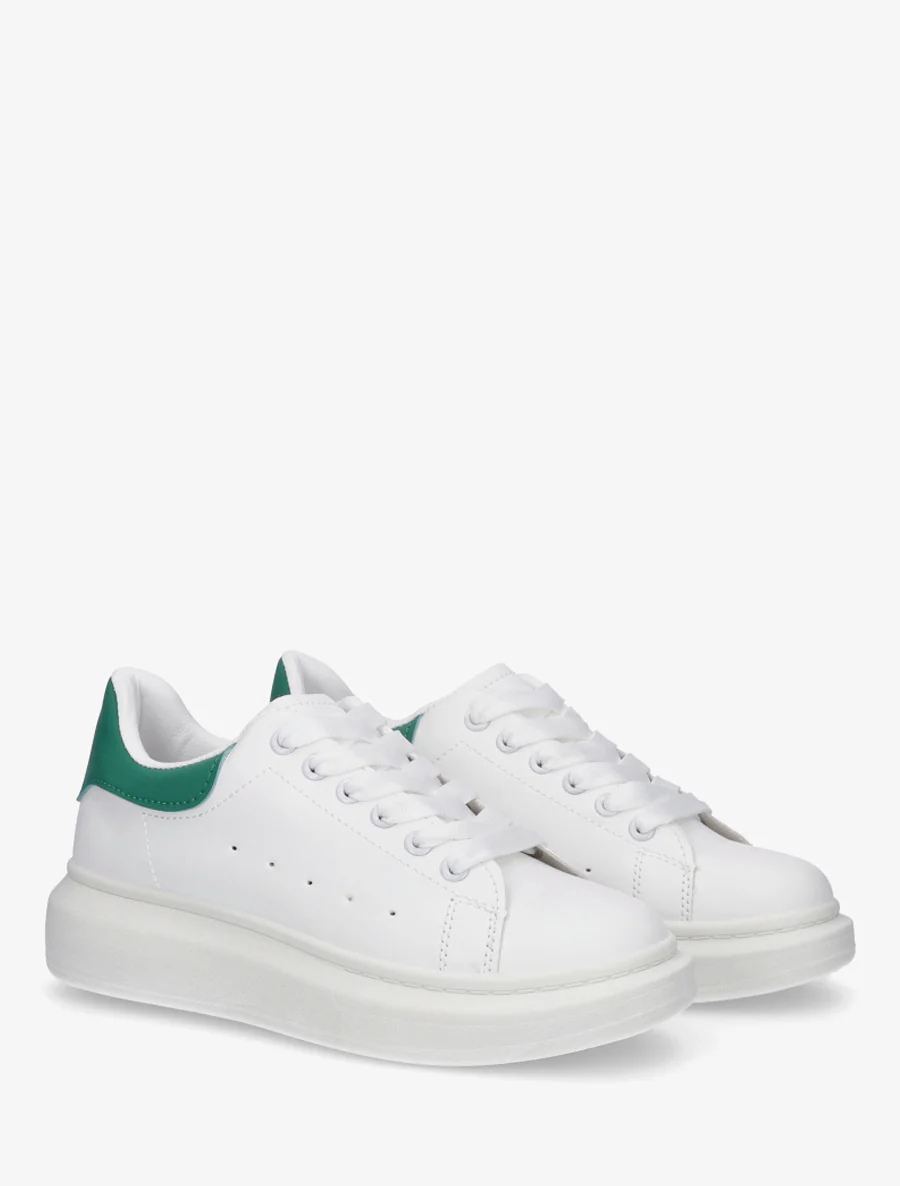 Sneakers met contrasterende hielversteviging - Wit/groen - Image 4