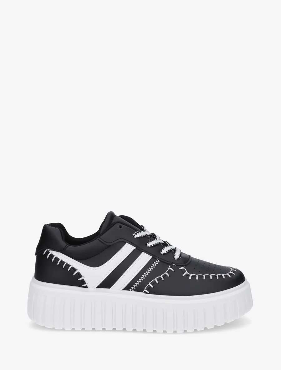 Sneakers met contrasterende stiksels - Zwart