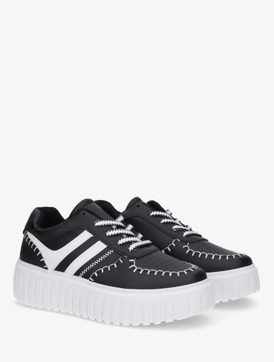 Sneakers met contrasterende stiksels - Zwart - Image 4