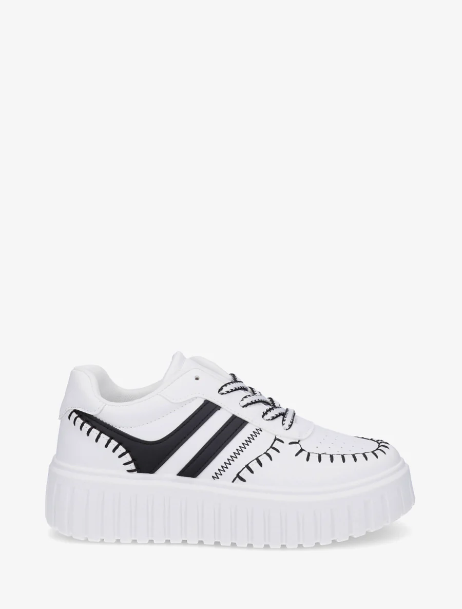 Sneakers met contrasterende stiksels - Wit
