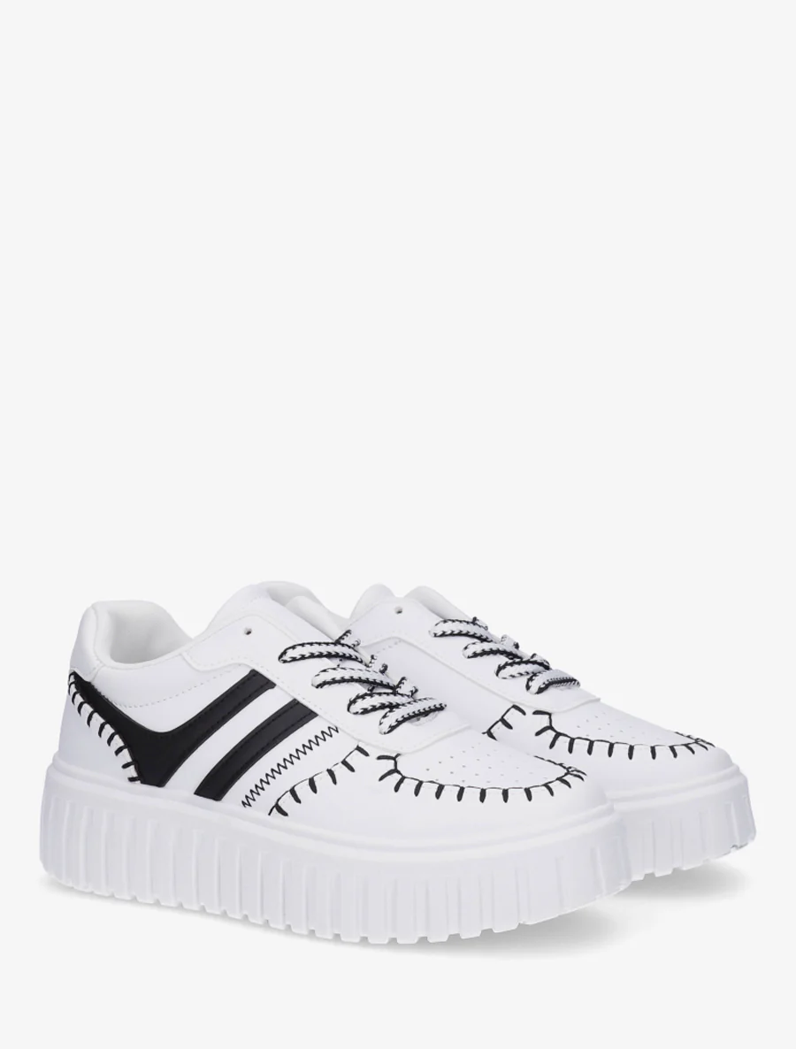 Sneakers met contrasterende stiksels - Wit - Image 4