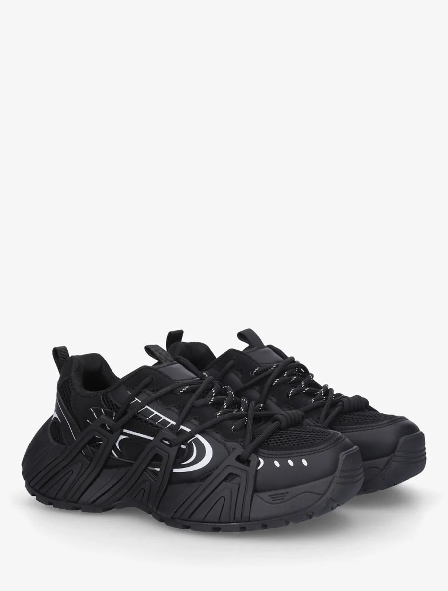 Sneakers met dubbele veters - Zwart - Image 4