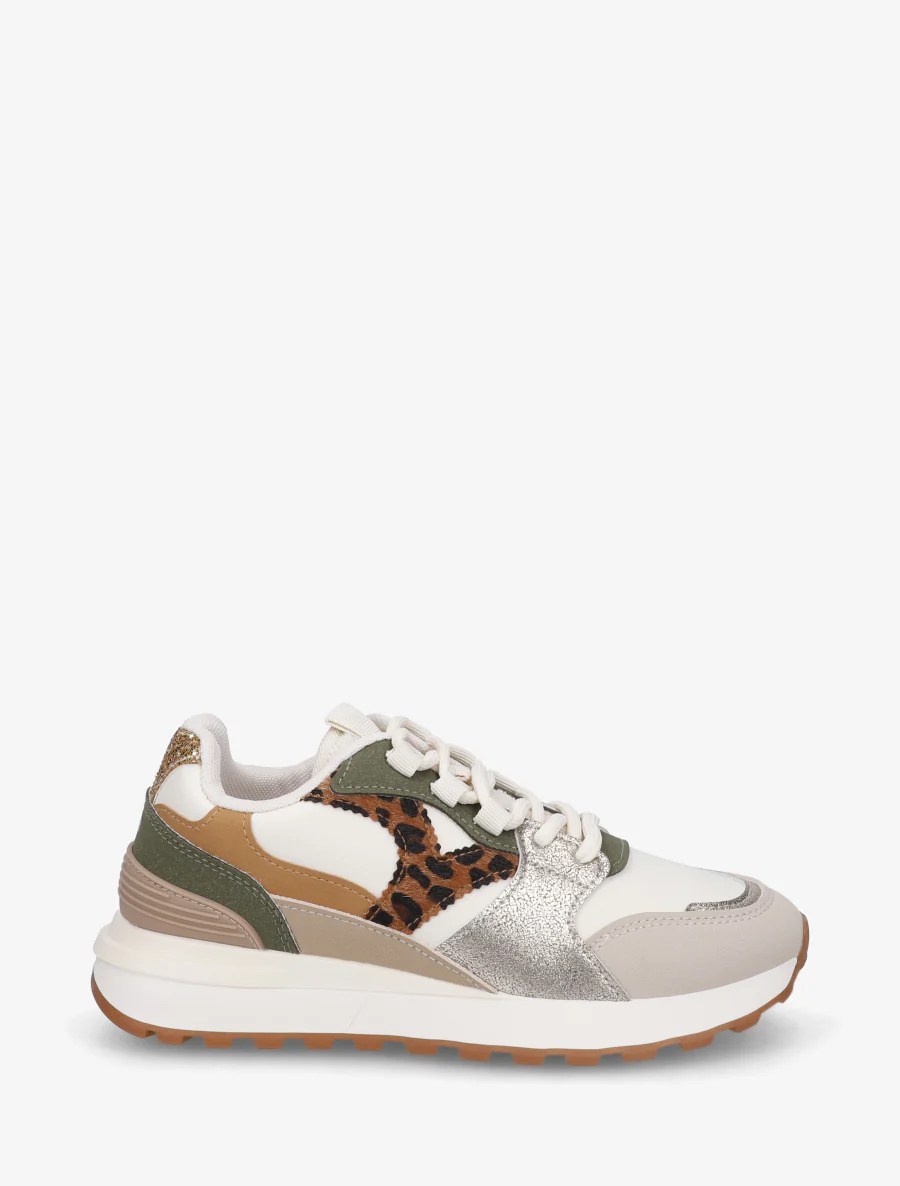 Sneakers met fantasie-inzetstukken - Beige