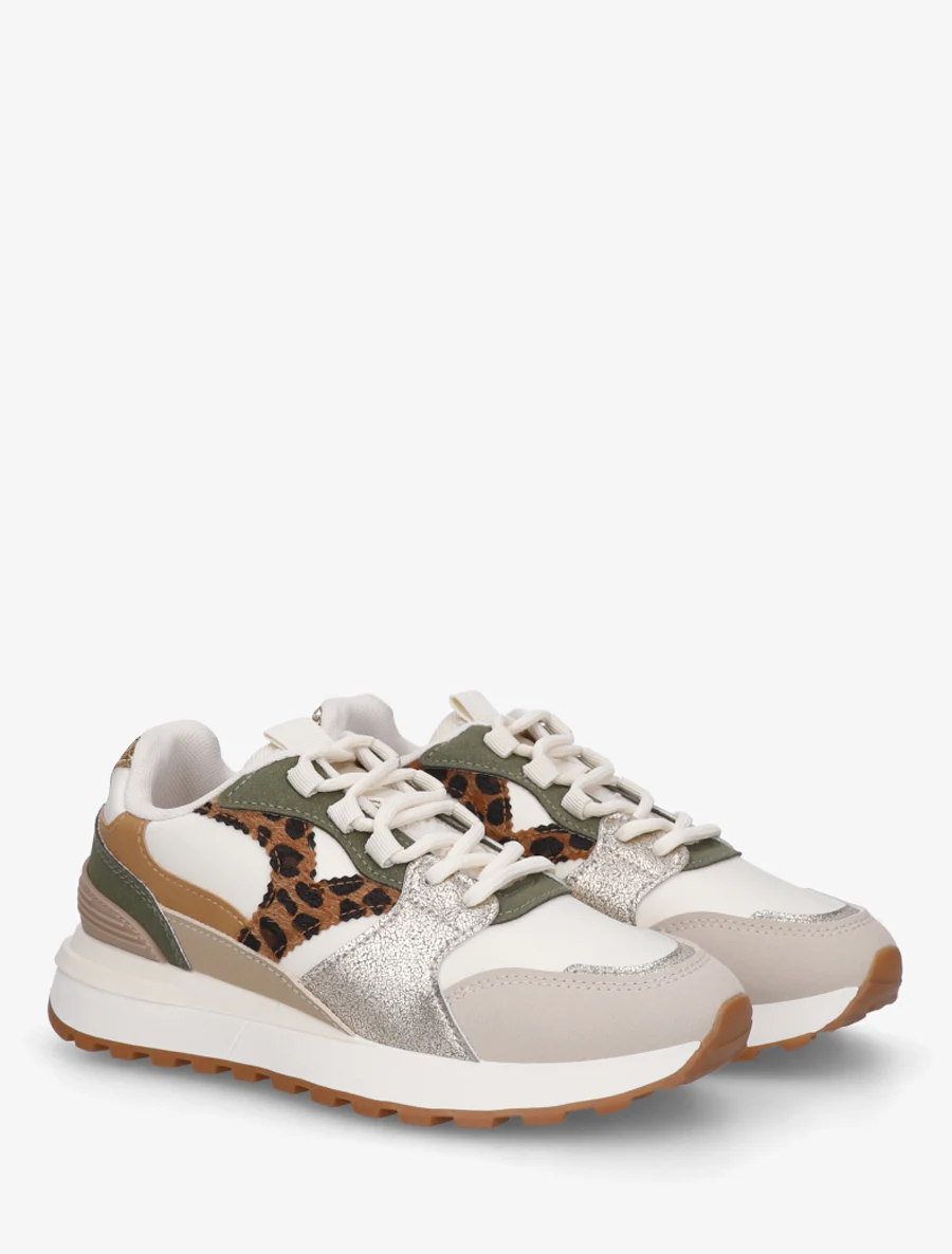 Sneakers met fantasie-inzetstukken - Beige - Image 4