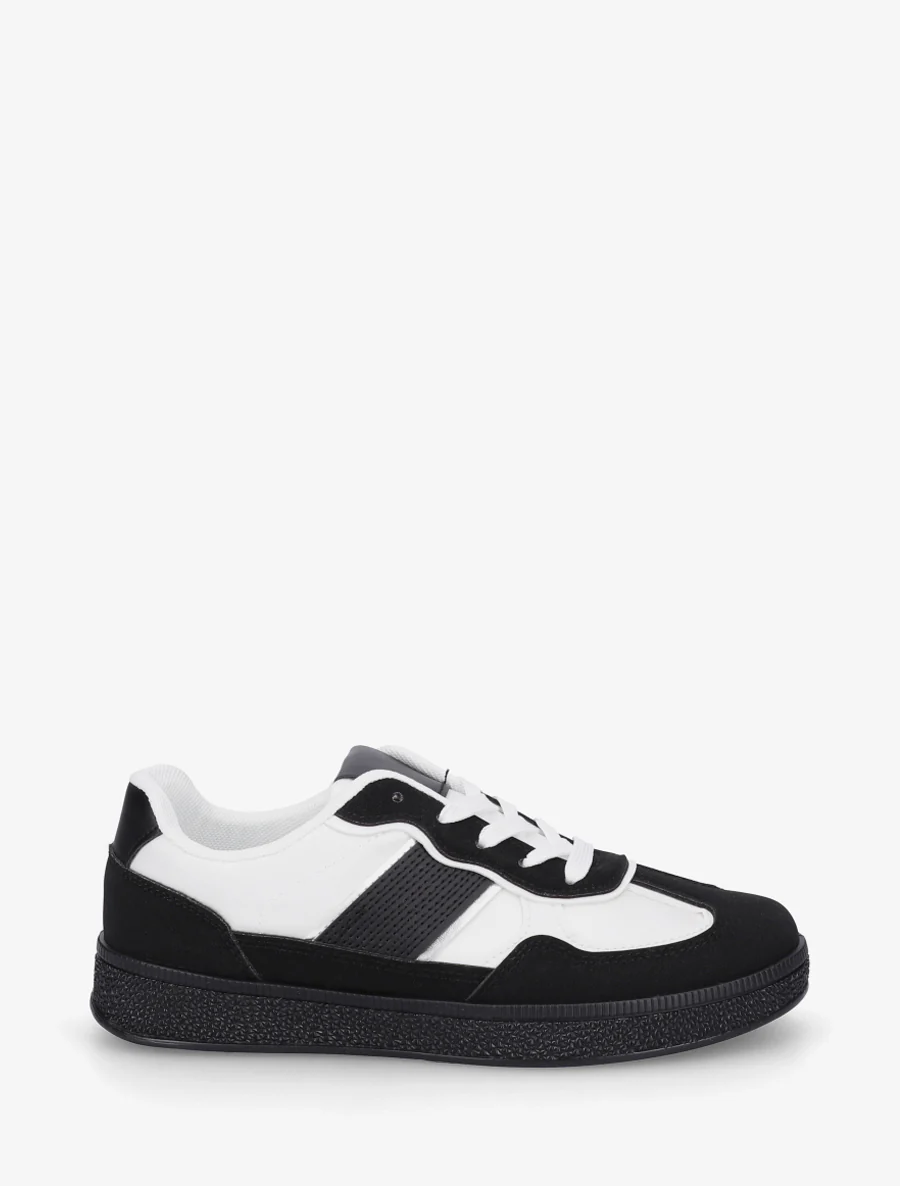Sneakers met gekleurde rubberen zool - Zwart