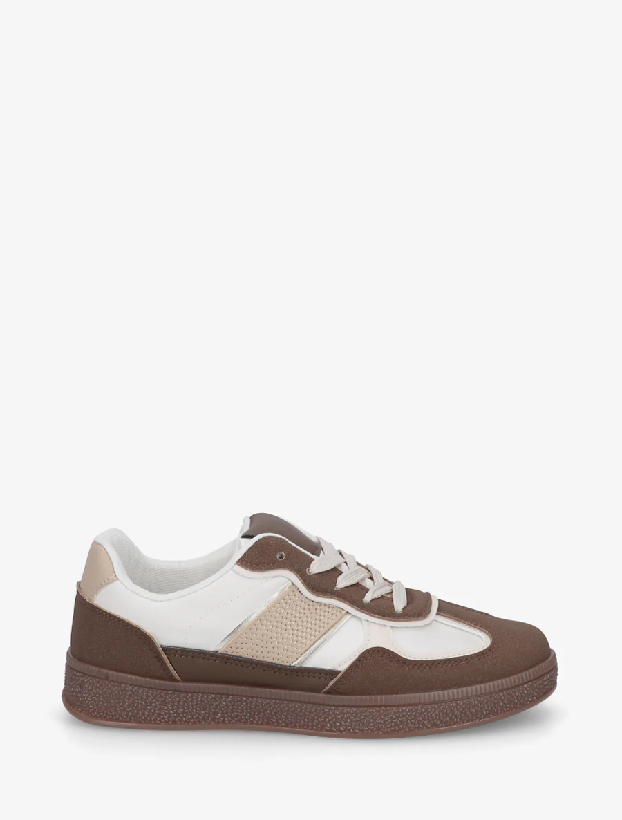 Sneakers met gekleurde rubberen zool - Bruin