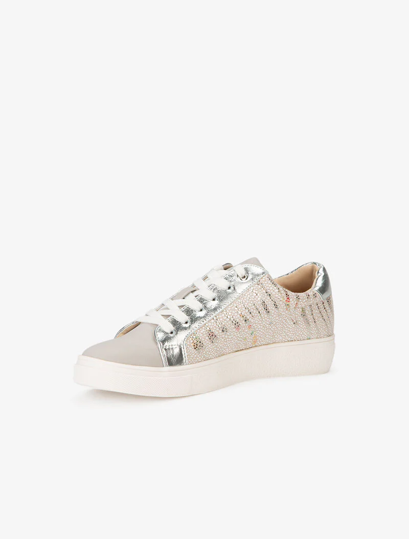 Sneakers met glanzende zebraprint en rubber - zilver - Image 3