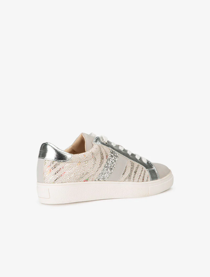 Sneakers met glanzende zebraprint en rubber - zilver - Image 4