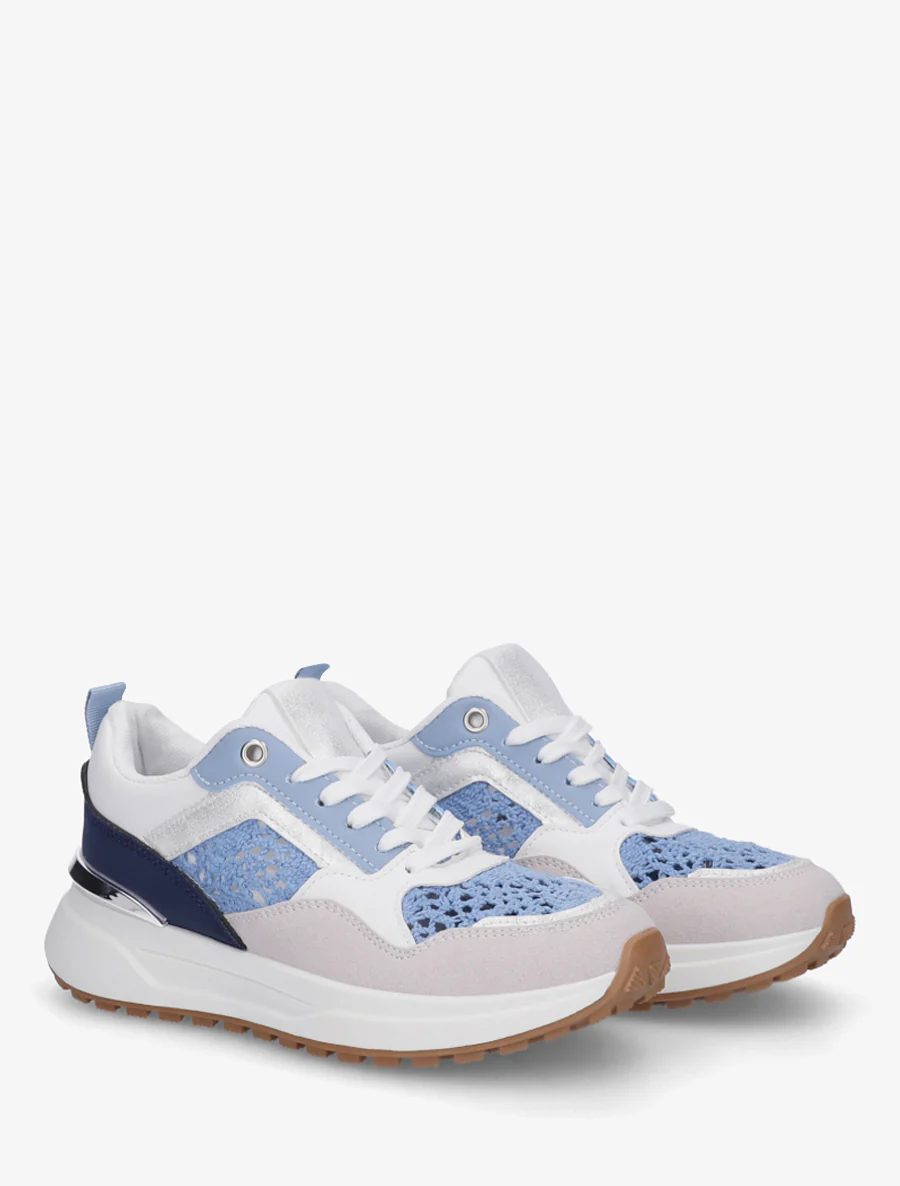 Sneakers met haakwerk inzetstukken - Blauw - Image 4