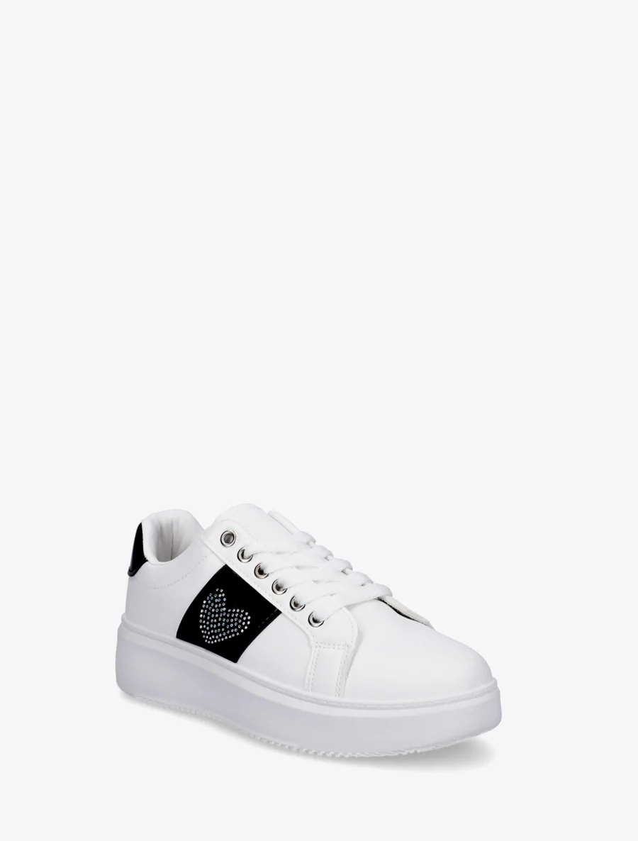 Sneakers met ingelegd strass hartje - Zwart - Image 2