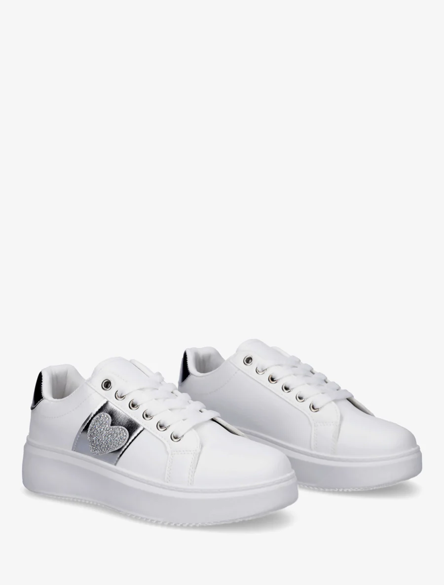 Sneakers met ingelegd strass hartje - Geld - Image 4
